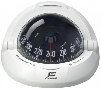 Plastimo Offshore 115 Powerboat Compass - Flush Mount White Compass - 101mm Apparent Dia. - Black Conical Card (RWB8096)