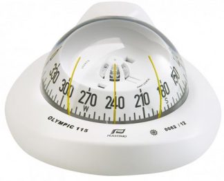 Plastimo Olympic 115 Sailboat Compass - Flush Mount White Compass - 101mm Apparent Dia. - White Conical Card (RWB8103)