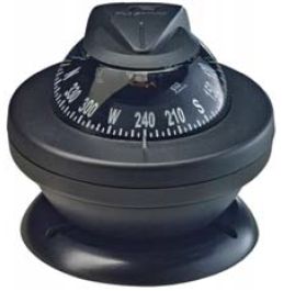 Plastimo Offshore 55 Powerboat - Bracket Mount Black Compass - 55mm Apparent Dia - Black Conical Card - Adjustable 0-90° Surface Mount (RWB8106)