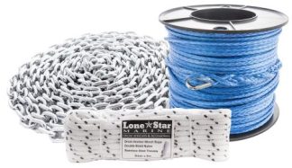Lone Star Rope and Chain Kit HSC4x100 - Suits GX1 Winch - Pre-Spliced - 100m 4mm Hi-spec + TS & 7m x 6mm SL Chain 1500kg breaking *New Item Hi Capacity (RCHSC4x100)
