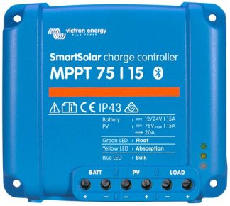 Victron SmartSolar MPPT 75/15 Solar Charge Controller - Solar Panel Regulator with Bluetooth Control Built-In – Suits 12 or 24V Systems (SCC075015060R)