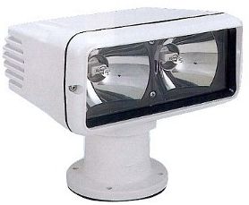 Sanshin HR-1012 Spotlight - 12 Volt - 2 x 55W Halogen - Sweep and Tilt - White Aluminium Housing - 200,000 CP - HR-1012U12 (1440060)