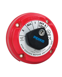 Perko Battery Selection Switch with Keylock (1-2-Both-Off) 250 Amp Continuous - 360 Amp Intermittent (401112)