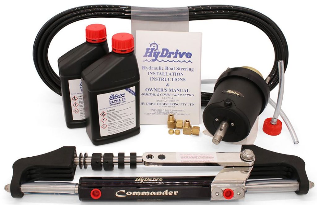 Dual Outboard Rotation Hydrive Commander Complete Outboard Steering Kit - Bullhorn Mount Suits ...