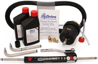 Hydrive Commander Complete Outboard Steering Kit - Bullhorn Mount Suits Most Single Outboards up to 150hp (COMKIT6)