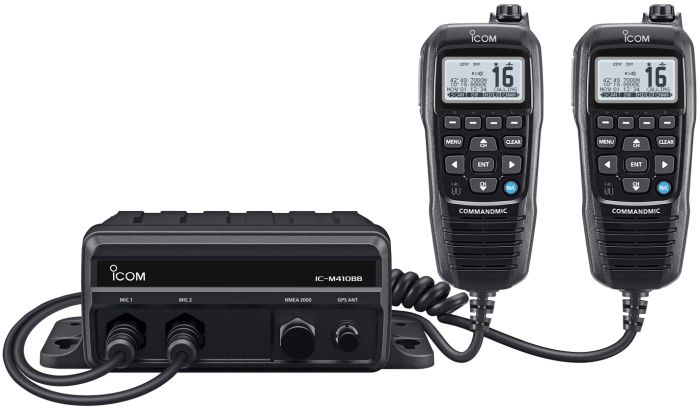 ICOM IC-M400BB Marine VHF Radio - Under Deck Black Box with COMMANDMIC HM-195B/SW- DSC, Noise Cancelling Technology - NMEA0183 - Built-In GPS (IC-M400BB)