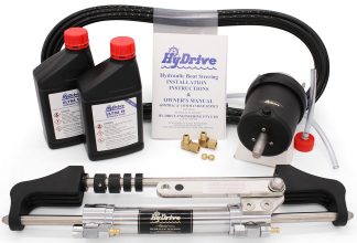 Hydrive Admiral Complete Outboard Steering Kit - Bullhorn Mount Suits Most Single Outboards up to 300hp or Dual Counter Rotating Outboards up to 600HP (OBKIT1)