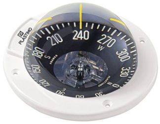 Plastimo Olympic 100 Sailboat Compass - Flush Mount White Compass - 100mm Apparent Dia. - Black Flat Card (RWB8078)