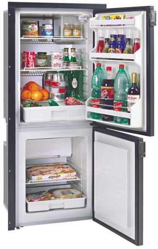 Isotherm CR195 Classic Cruise Grey Line Upright Fridge/Freezer - 12/24VDC - 130L Fridge with 65L Freezer - Dual BD35F Danfoss Compressors - Grey Door (1195BB1CA)