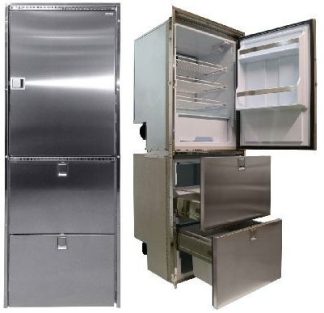 Isotherm CR320 COMBI Fridge/Fridge/Freezer INOX - 12/24VDC - 160L Fridge, 90L Draw Fridge and 70L Draw Freezer (C320ANEIA1B111AA)