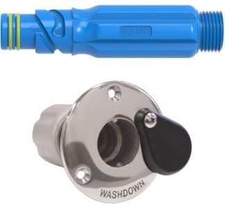 Jabsco Complete S/S Deckwash Hose Connector System - Connector and Socket - Heavy Duty - Mount Vertical or Horizontal (J27-120)