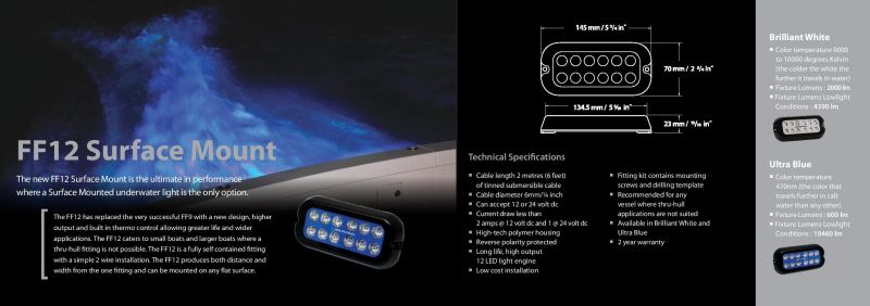 Aqualuma Surface Mount Underwater Light - BLUE - FF12 GEN4 (FF12B) Discontinued by Manufacturer - Image 5