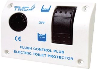 TMC Electric Toilet Flush Control - Suits 12V Toilets - One Touch Panel with Half and Full Flush Options - Includes 40A Relay (139060)