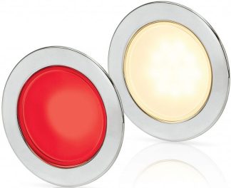 Hella EuroLED 95 Gen 2 LED Downlight - Red/Warm White Light with Round 316 Stainless Rim and Spring Clips - 9-33V Multivoltage - Interior or Exterior - Completely Sealed - Dimmable - 5 Year Warranty  (2JA958340121)