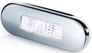 Hella Marine Oblong White LED Courtesy Light - Surface Mount with Polished Stainless Rim - 12-24Volt DC (2XT980869301)
