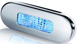 Hella Marine Oblong Blue LED Courtesy Light - Surface Mount with Polished Stainless Rim - 12-24Volt DC (2XT980869601)