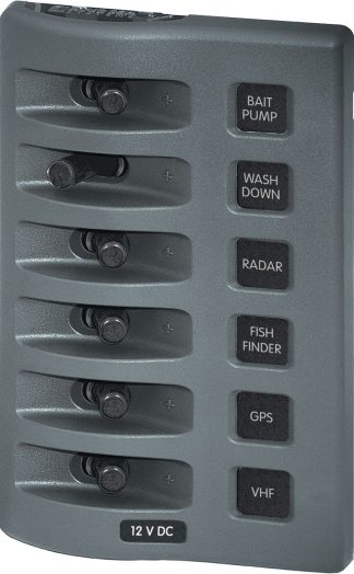 Blue Sea WeatherDeck 6 Switch Only Waterproof Panel - 12V or 24V - Vertical or Horizontal Mount - No Fuse - No Backlighting (BS4307B)
