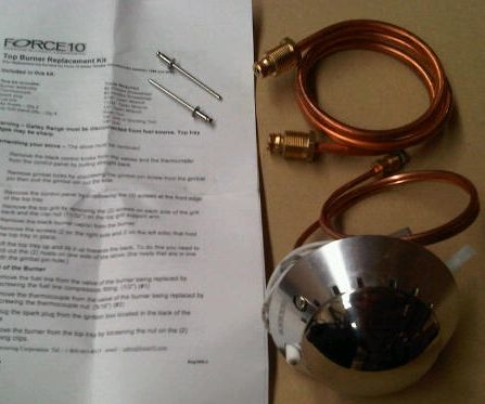 Force 10 Galley Range - SMALL Burner Replacement Kit - Top Burner Retro-Fit Kit to Replace Entire Burner with New SABAF Burner (89013)