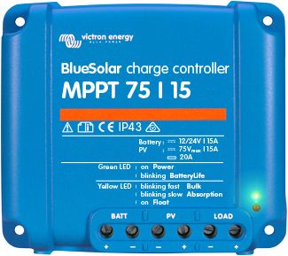 Victron BlueSolar MPPT 75/15 Solar Charge Controller - Solar Panel Regulator – Suits 12 or 24V Systems (SCC010015050)