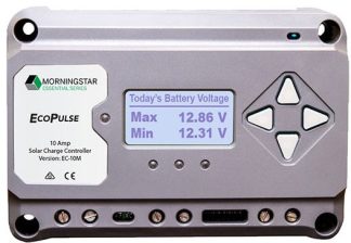 Morningstar EcoPulse Solar Charge Controller 10A for 12 & 24V Systems - PWM with LCD Screen - 4 Stage Charging - Low Battery Protection (SR-EC-10M)