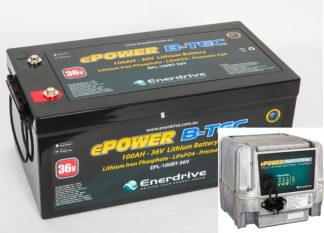 Enerdrive ePOWER Lithium B-TEC 100Ah Battery 36V - Incl Bluetooth Monitoring + ePOWER 36V 20A Industrial Charger - K-100-36V-AC20-BUNDLE (K-100-04)