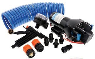 Jabsco HOTSHOT 4HD Deckwash KIT with HoseCoil - 12 Volt - 15LPM - 60PSI - High Pressure Deckwash Pump Kit - Suits 12mm and 20mm Hose - Jabsco Q401J-118N-4A (J20-262)