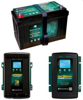 Enerdrive ePOWER Lithium B-TEC 125Ah Battery 12V - Incl Bluetooth Monitoring - Inc 40A DC2DC Charger and MPPT Solar Controller and 20A AC Charger - K-125-DC40-AC20 (K-125-03)