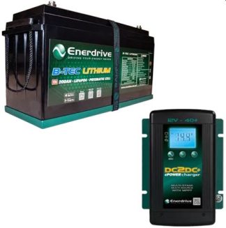Enerdrive ePOWER Lithium B-TEC 200Ah Battery 12V - Incl Bluetooth Monitoring - Incl DC2DC 40A Charger and MPPT Solar Controller - K-200-DC40-BUNDLE-G2 (K200-10)