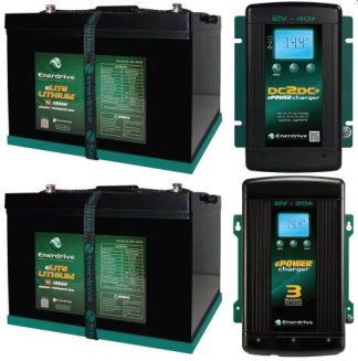 Enerdrive ePOWER 200Ah (2 x 100Ah) 12V eLITE Lithium Battery - Inc 40A DC2DC Charger and 20A AC Charger - K-200L-DC40-AC20 (K-200-11)