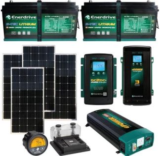 Enerdrive TIAV ePOWER Lithium B-TEC 2 x 200Ah Battery 12V BUNDLE - Incl. 40A DC2DC Charger, 60A AC Charger, 720W Solar Panels, ePRO Battery Monitor and 2600W Inverter - K-400-TIAV-2600X (K-400-18)