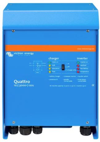 Victron Quattro Inverter Charger Combi -12 Volt 2400W Inverter plus 120 Amp Battery Charger - 12/3000/120-50/50 (QUA123020010)