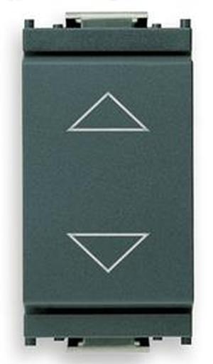 Vimar Idea - Up Down Push Button Switch with Arrows - Double Pole D/T (6 Terminals) 10 Amp 250 Volt - (ON) OFF (ON) Momentary - Grey - 1 Module  - Used For Swagman Motor Homes Slide Outs (16155)