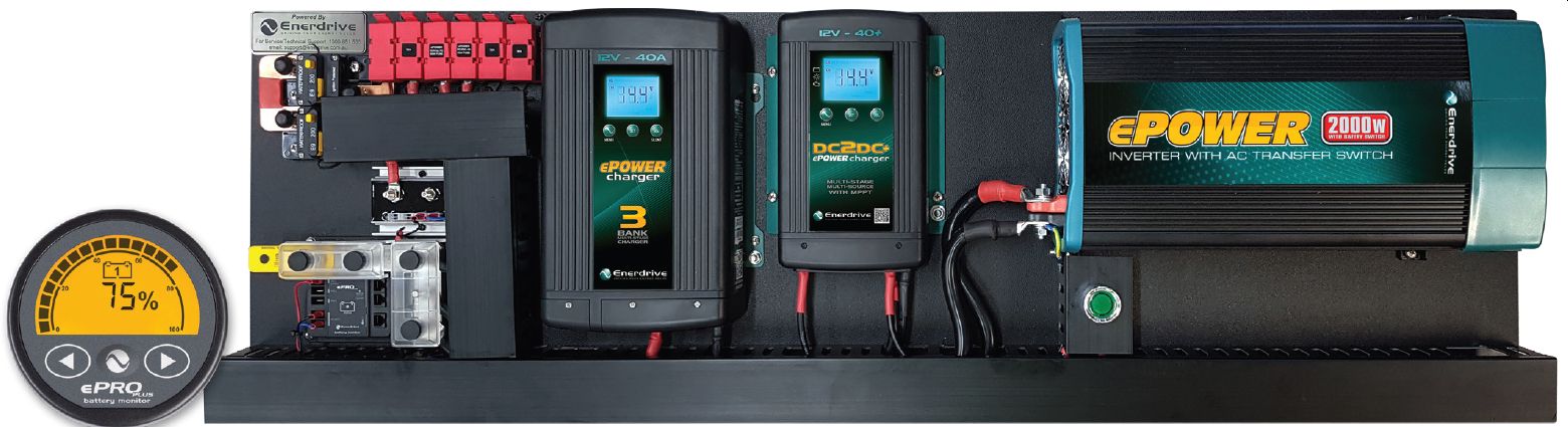 Enerdrive eSYSTEM-C DIY Installation KIT - Incl. 40A AC Charger, 40A DC Charger, MPPT Solar Charger, 2000W Inverter and ePRO Battery Monitor (eSYS-C)